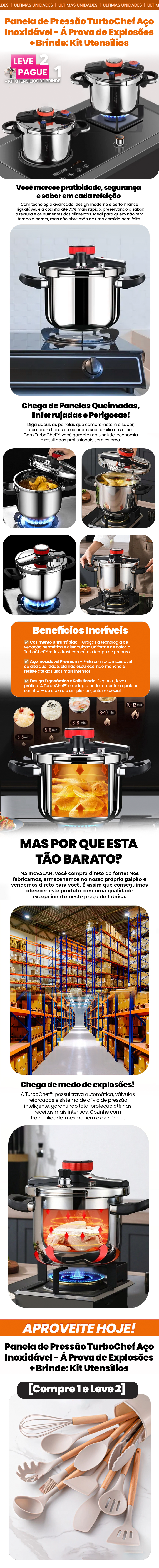 Kit Panelas de Pressão Aço Inoxidável completo